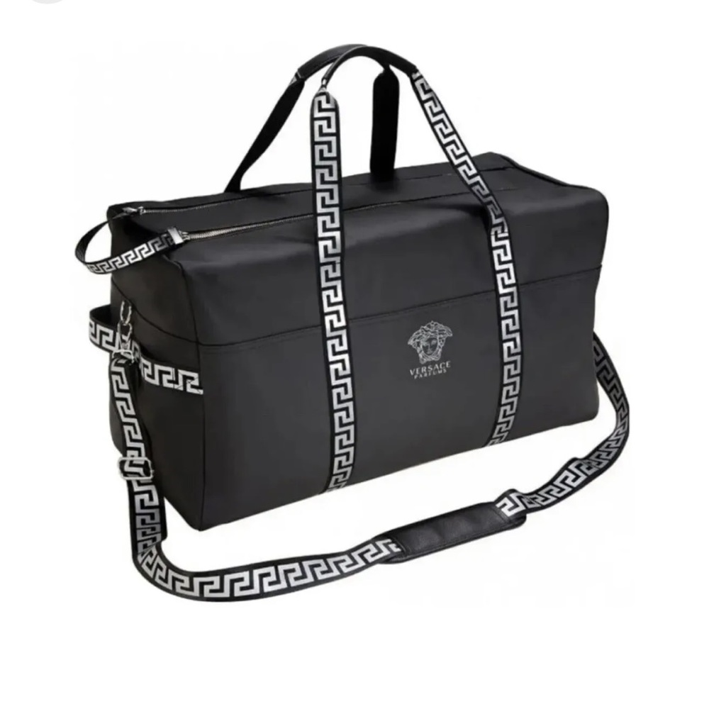 VERSACE Parfums Large Black Duffel Bag Weekender Travel Gym Bag New GWP